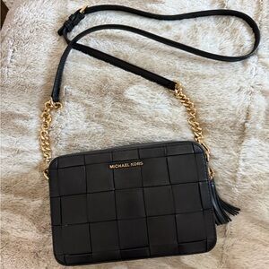 Michael Kors GINNY MEDIUM WOVEN LEATHER CROSSBODY BAG